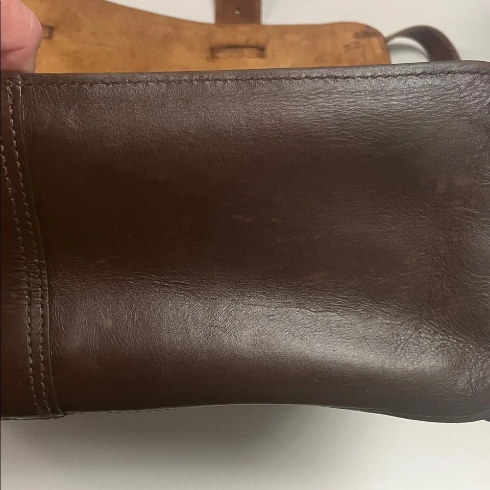 Naturally Yours Brown vintage Leather Briefcase with long adjustable strap